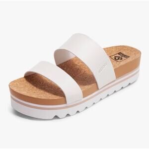 Ustogi Flatform Platform Sandals Arch Support Beach Slides, White, 7
